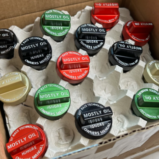 Blow-by Retention Cap (Oil cap): "Mostly Oil" Red